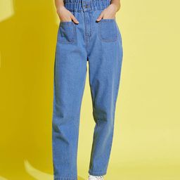 Noh Voh - SASSAFRAS Girls Blue Mom Fit Paper Bag Jeans-image-49