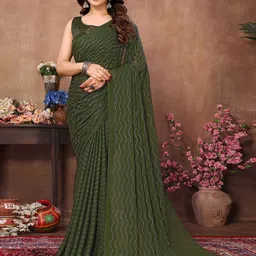 Mitera Embellished Beads and Stones Satin Saree-16
