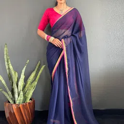 Panzora Embellished Georgette Lace Border Saree-picture-16