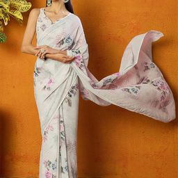 Inddus Floral Embellished Saree With Blouse Piece-picture-14
