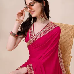 Sangria Embroidered Saree With Blouse-18