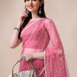 Sangria Embellished Net Sarees-picture-41