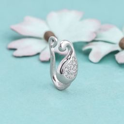 GIVA 92.5 Sterling Silver Rhodium-Plated Cubic Zirconia Nose Pin-image-77