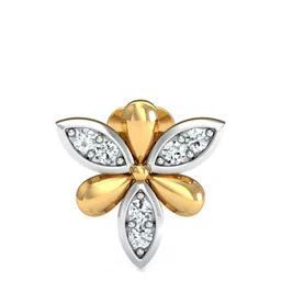 KUBERBOX Sepals 18KT Gold Diamond Studded Nose Pin-0.36g-image-87