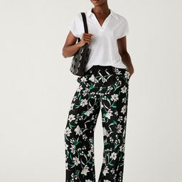 Marks & Spencer Women Floral Printed High-Rise Straight Fit Parallel Trousers-52