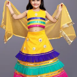 BAESD Girls Striped Gotta Patti Ready to Wear Lehenga & Blouse With Dupatta-image-45