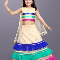 BAESD Girls Striped Gotta Patti Ready to Wear Lehenga & Blouse With Dupatta-17