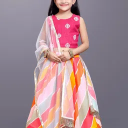 BAESD Girls Embroidered Gotta Patti Ready to Wear Lehenga & Blouse With Dupatta-picture-10