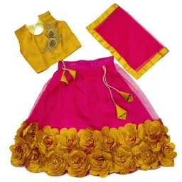 BAESD Girls Embroidered Patchwork Ready to Wear Lehenga & Blouse With Dupatta-picture-57