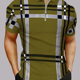 ausk Men Striped Polo Neck Cotton Blend Green T-Shirt-picture-31