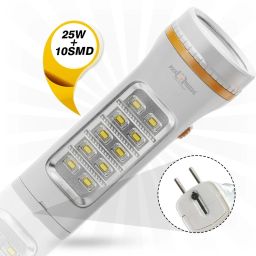 Long Range Rechargeable 25W+10 SMD LED Torch Light With Slide charging 8 hrs Torch Emergency Light-image-1