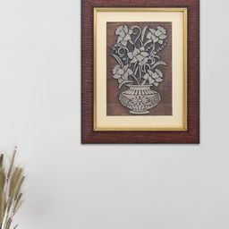 SHREE KALA HOME DECOR Brown & Grey Bouquet Of Flowers Wall Art-image-89