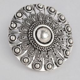 justpeachy Women Oxidised Silver-Toned Circular Shaped Finger Ring-0