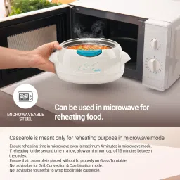 milton Microwow One Touch 1500 Inner Steel Casserole One Touch Lid (1340 ml) Warm Grey Cook and Serve Casserole Set image 2