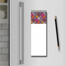 Paper Magnetic Refrigerator Memo Pad , Colorful Mandala Design Magnet Notepad Fridge Magnet, Door Magnet, Multipurpose Office Magnets, Kitchen Organiser Magnet Pack of 2-image-20
