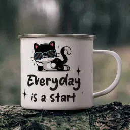 gathari Everyday is a Start Enamel Printed White 350ml Stainless Steel Coffee Mug-picture-36