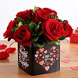Beautiful Red Roses Bunch In Love You Sticker Vase-23