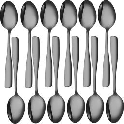 Black Coffee Spoons, Mini Ice Cream Spoon, Flatware Teaspoons, Dessert Spoons Stainless Steel Tea Spoon Set-image-79
