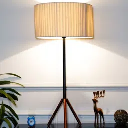 kapoor lampshades Mizuko Matte Black & Copper Table Lamp with White Cotton Shade-picture-48