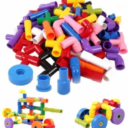 Multi Coloured Educational Play and Learn Plastic Building Block Set Pipes Puzzle Set - Blocks for Kids Blocks Toys and Games for Children,Multicolor-14