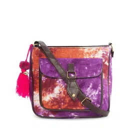 NEPRI Abstract Printed Structured Sling Bag With Tasselled image 1