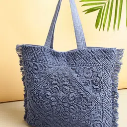 ALII AND ALIIZEY Blue Shopper Shoulder Bag with Tasselled-19
