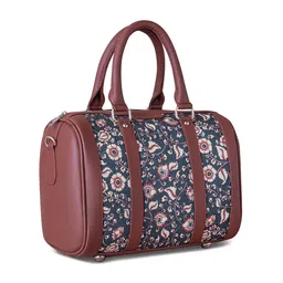 ZOUK Blue Floral Printed Structured Handheld Bag with Tasselled image 2