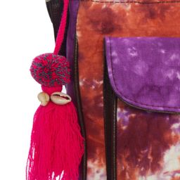 NEPRI Abstract Printed Structured Sling Bag With Tasselled image 5