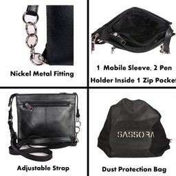 Sassora Textured Leather Structured Sling Bag image 5