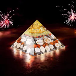 Gomti Chakra Maha Laxmi Orgonite Pyramid – Wealth Enhancer with Shree Yantra Decorative Showpiece - 10.16 cm-image-5
