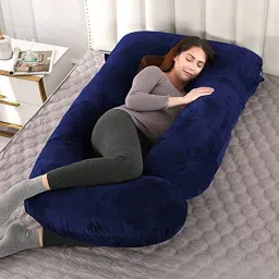 Velvet J-Shape Solid Microfiber Pregnancy/Maternity Pillow for pregnant women Polyester Fibre Solid Pregnancy Pillow Pack of 1-image-5