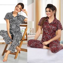 sidwa Women Night Suit Set Multicolor Printed-picture-9