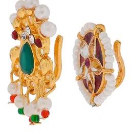 Silvermerc Designs Set Of 2 Gold-Plated Stone Studded Clip On Nosepins image 3