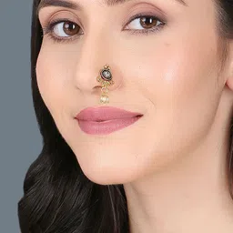 Anouk Set Of 5 Gold-Plated Artificial Stones and Beads Stud Nosepins image 4