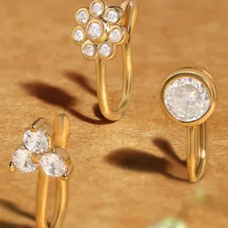 Zaveri Pearls Set Of 3 Cubic Zirconia Stone-Studded Clip On Nosepins-3