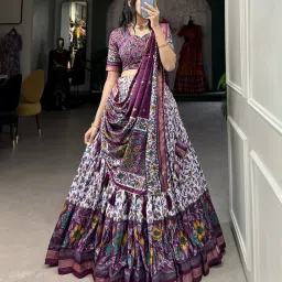 Floral Print Semi Stitched Lehenga Choli-image-54
