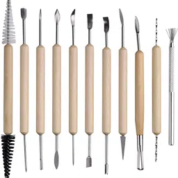 ikis 11 Pieces Clay Sculpting Tools, Wooden Handle Pottery Carving Set, Polymer Clay Tools Ceramic Clay Tools for Clay Pottery-picture-33