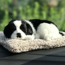 Black and White Sleeping Dog Soft Toy in - Car Dashboard Decorations Accessories Car Dashboard Cover-55