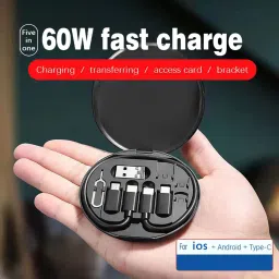 BUFONA 60W Type C Multi-function Cable Conversion Storage Box 5in1 Fast Charging Cable Charging Pad image 5