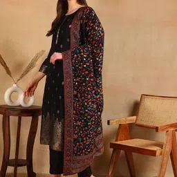 AHIKA Ethnic Motifs Woven Design  Regular Kurta With Trousers & Dupatta image 4