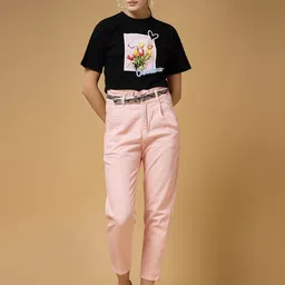 VESTIDO MODAS Floral Printed Pure Cotton Crop T-Shirt With Trousers-picture-58