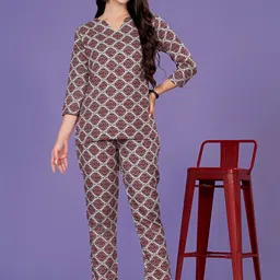 Maroon Printed Tunic & Trousers Co-OrdsSet-2