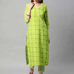 KALINI Women Green Floral Printed Kurta with Trousers-picture-51