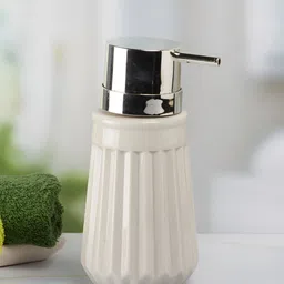 Kookee White Striped Ceramic Soap Dispenser-45