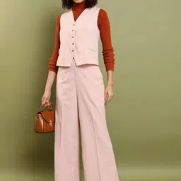 Tokyo Talkies Waistcoat Top With Crop Trouser-image-0