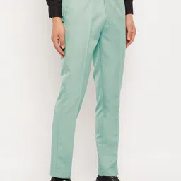 VEI SASTRE Men Smart Mid Rise Plain Slim Fit Formal Trousers-image-7