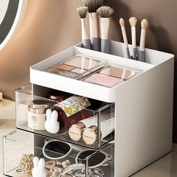 HOUSE OF QUIRK White Multi Functional With 3 Compartments Desk Organiser-13