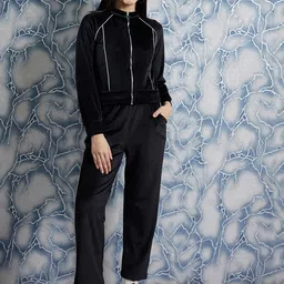 Athena Black Mock Collar Sweatshirt With Trousers Co-Ords-image-81