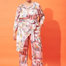 Athena Ample Printed Asymmetric Top With Trousers Co-Ord Set-image-17