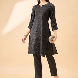 all about you Embroidered Regular Sequinned Kurta With Trousers image 5